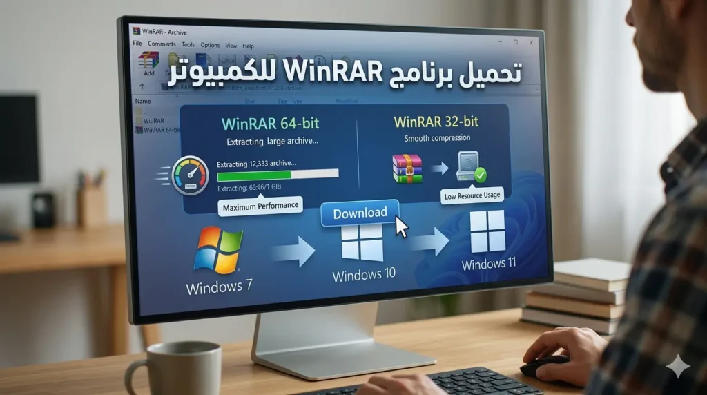 تحميل برنامج WinRAR للكمبيوتر 32 و64 بت لجميع أنظمة الويندوز